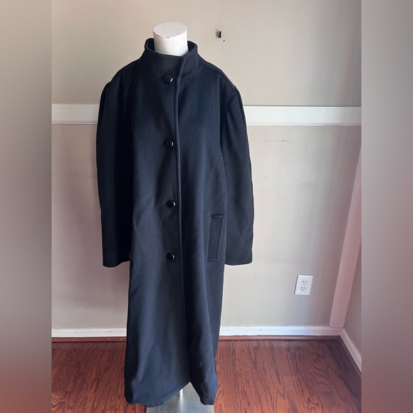 Larry Levine Black Trench Coat 100% Pure Wool - Picture 6 of 8